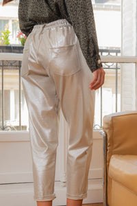 Pantalón Lurex y Algodón (Plata) | Brillante