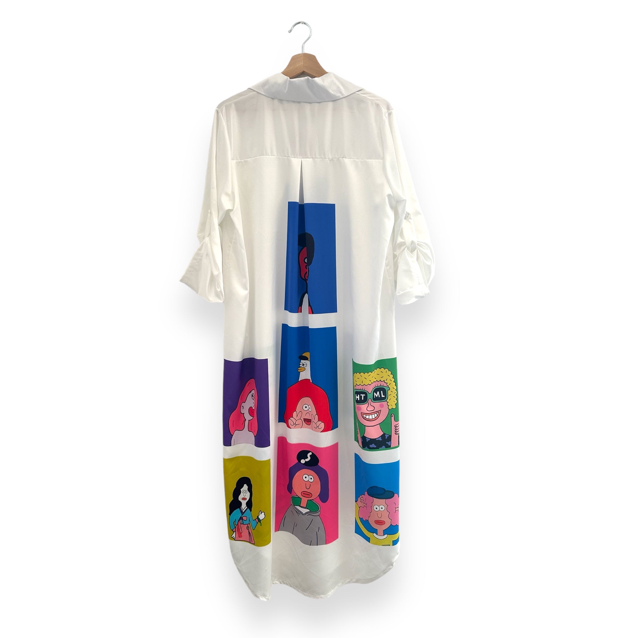 Vestido Camiseiro Cartoon - Branco