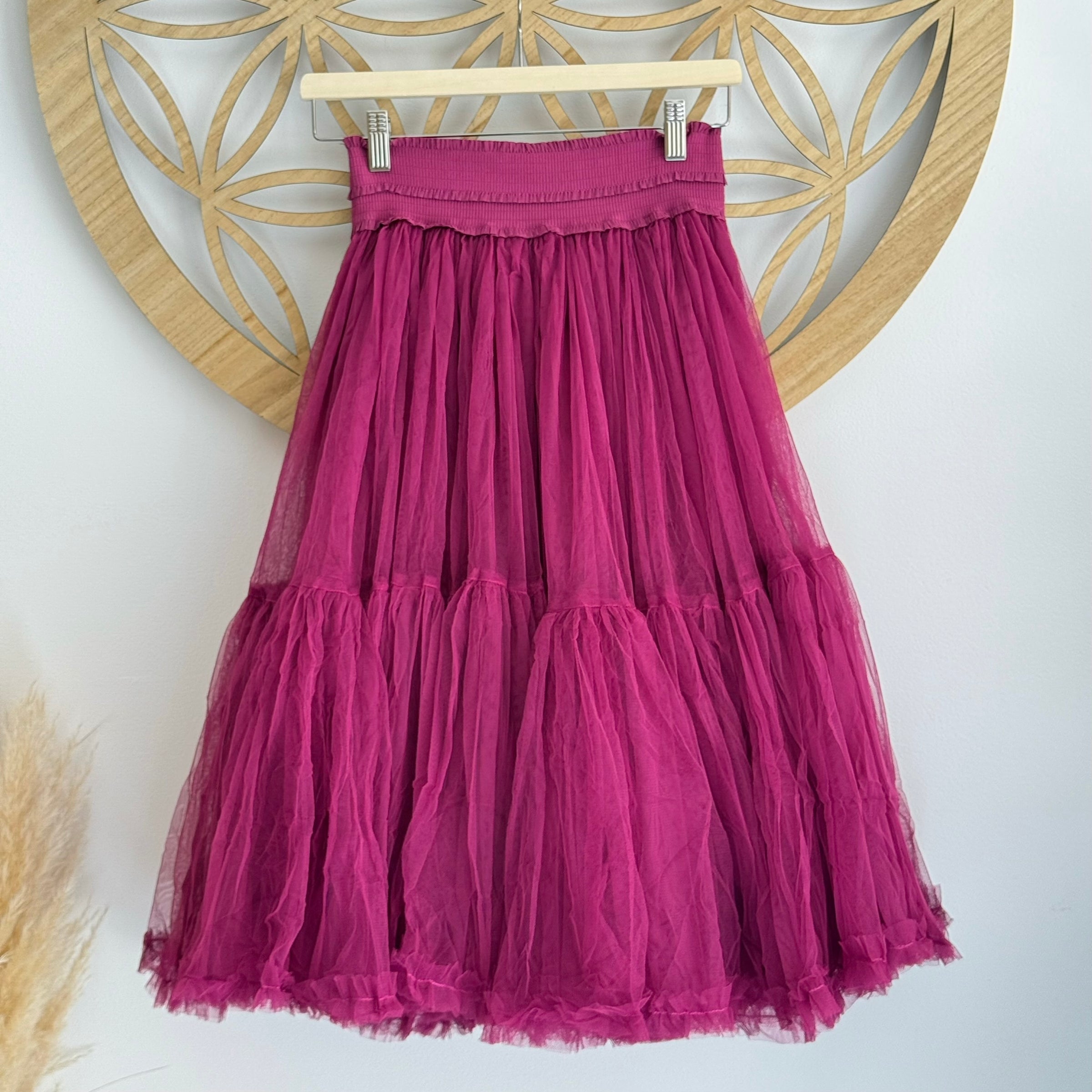 Saia Midi Tule Flora | Verde