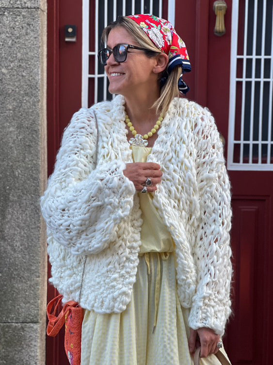 Casaco de Malha HandMade (Branco) | Sarai