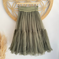 Saia Midi Tule Flora | Verde