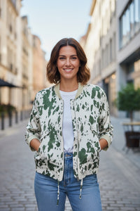 Casaco Curto Acetinado | Cow Print