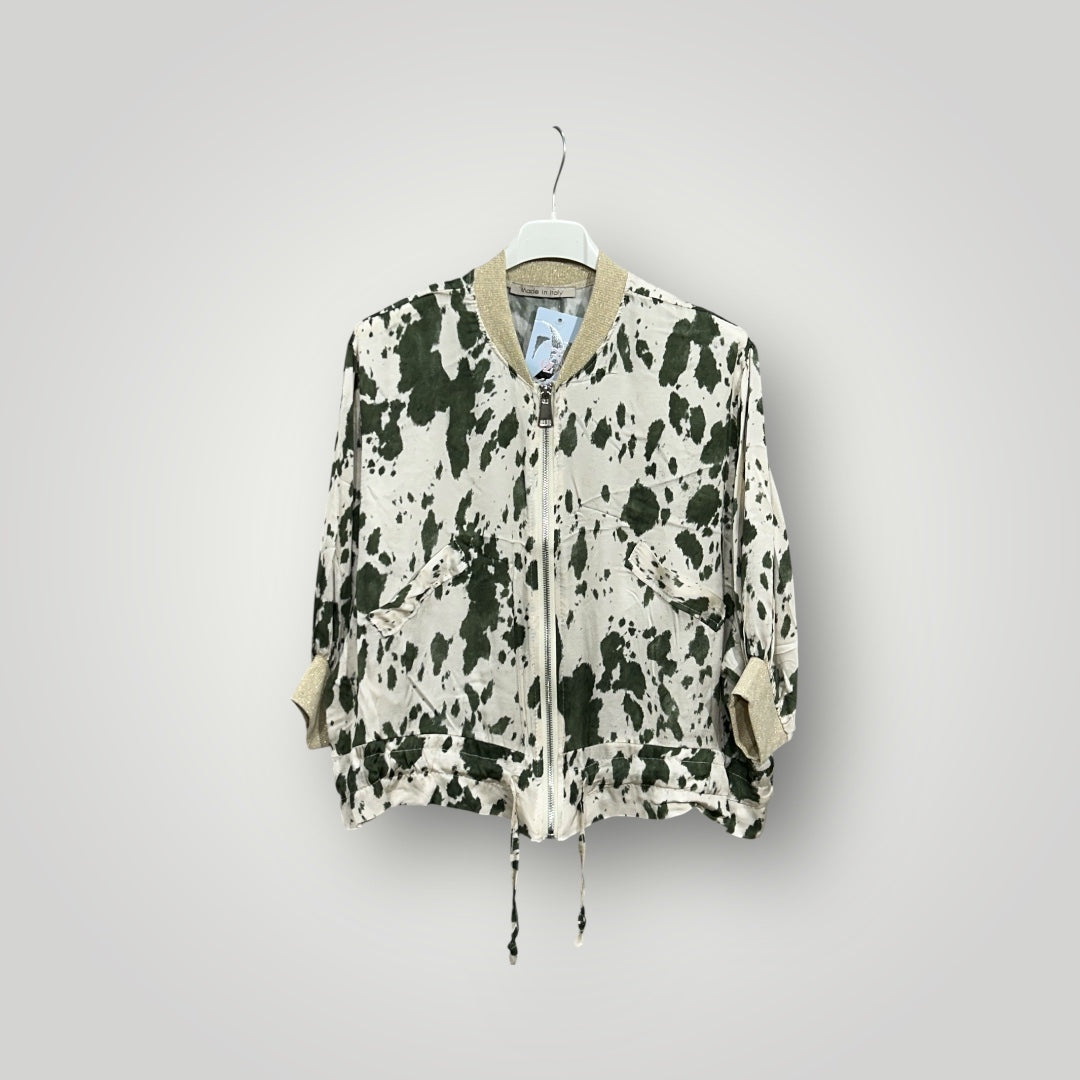 Casaco Curto Acetinado | Cow Print