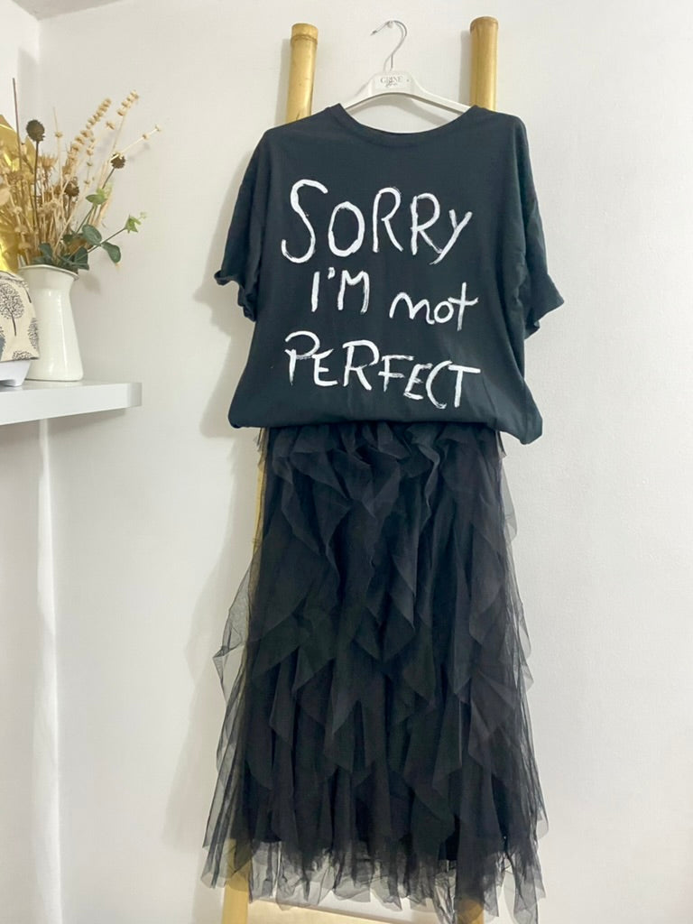 T-Shirt Sorry i'm Not Perfect (Preto) | Grazia