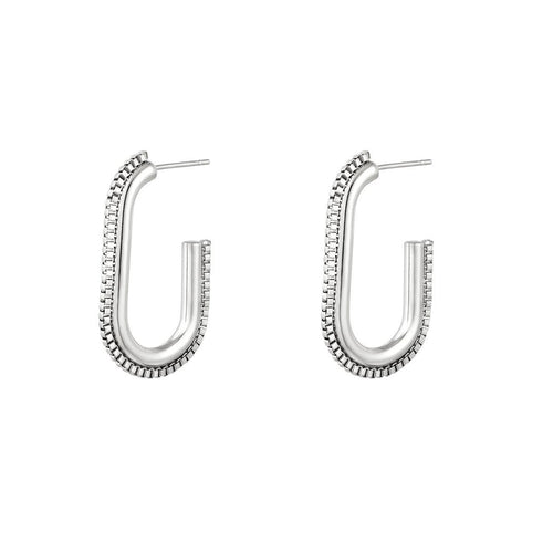 Brincos Oval "Chain" em aço inoxidável - Grine Store | Bijuterias