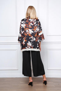 Quimono Floreal Com Franjas (preto) - Grine Store | Bijuterias