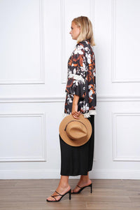 Quimono Floreal Com Franjas (preto) - Grine Store | Bijuterias