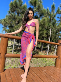 Canga Praia Brasil | Pareo Vermelho Animal Print 145x100cm