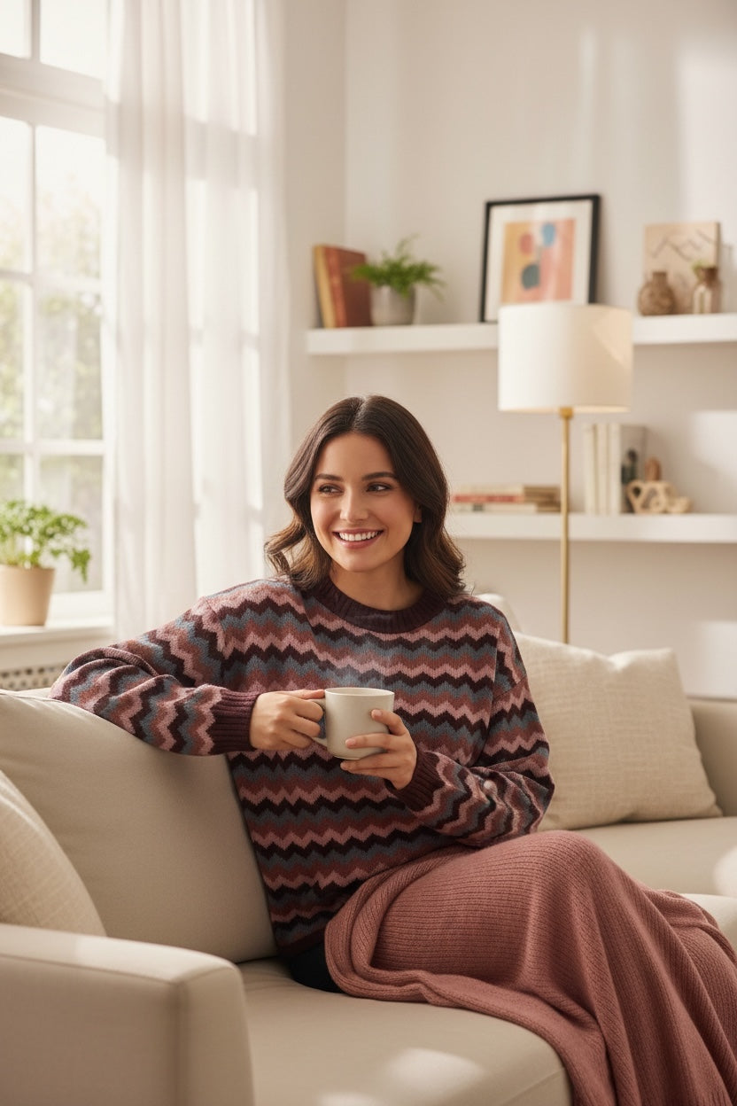 SUDADERA DE PUNTO CAMEL ESTRELLAS | NALA