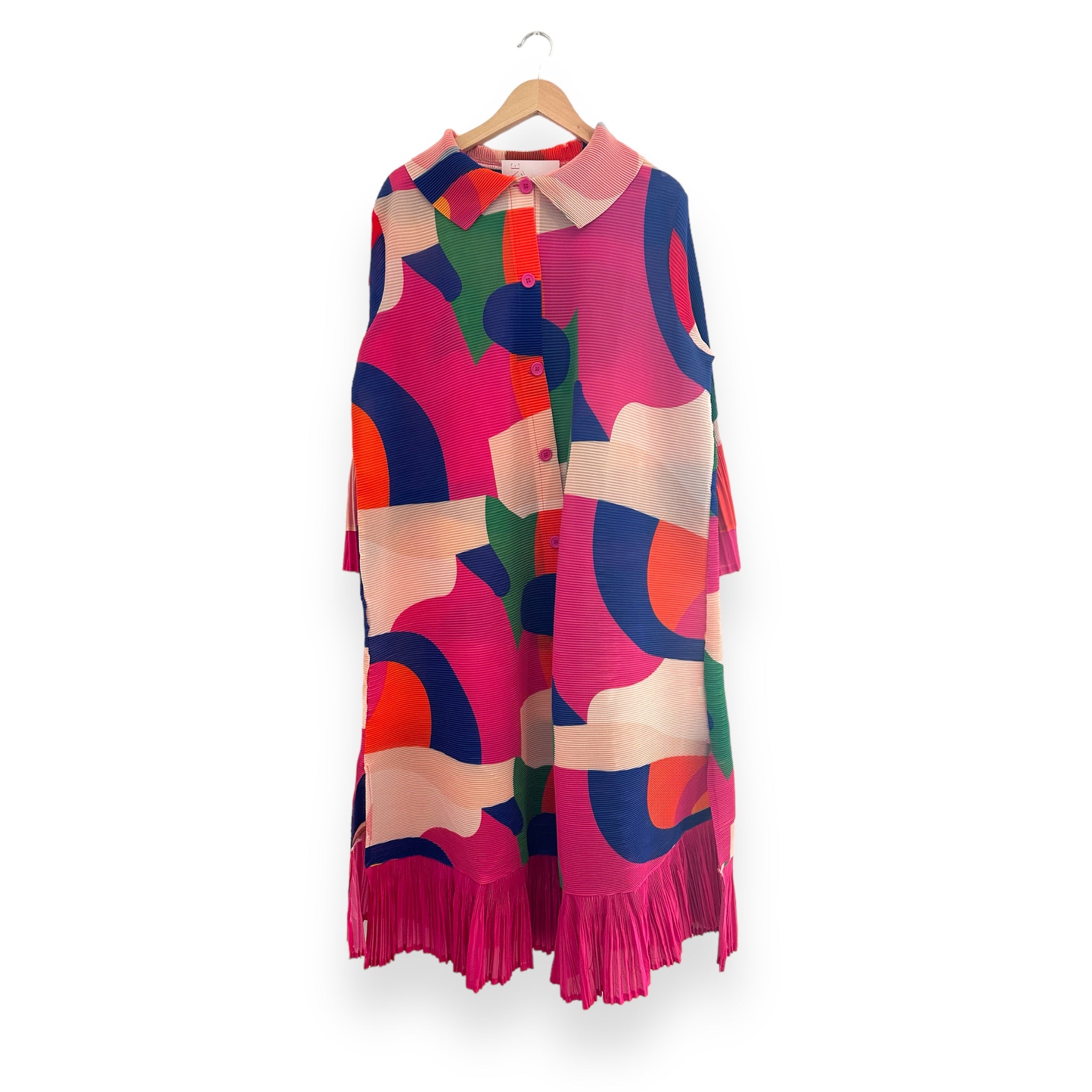 Vestido ancho plisado - Rosa 