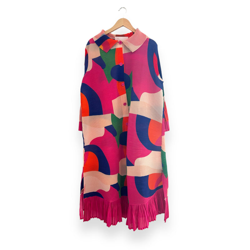 Vestido ancho plisado - Rosa 