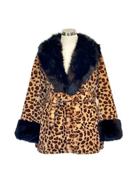 Leopard Luxe Coat with Black Fur