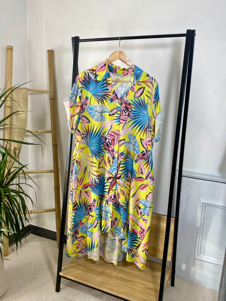 Vestido Midi Linho/Algodão | Amarelo