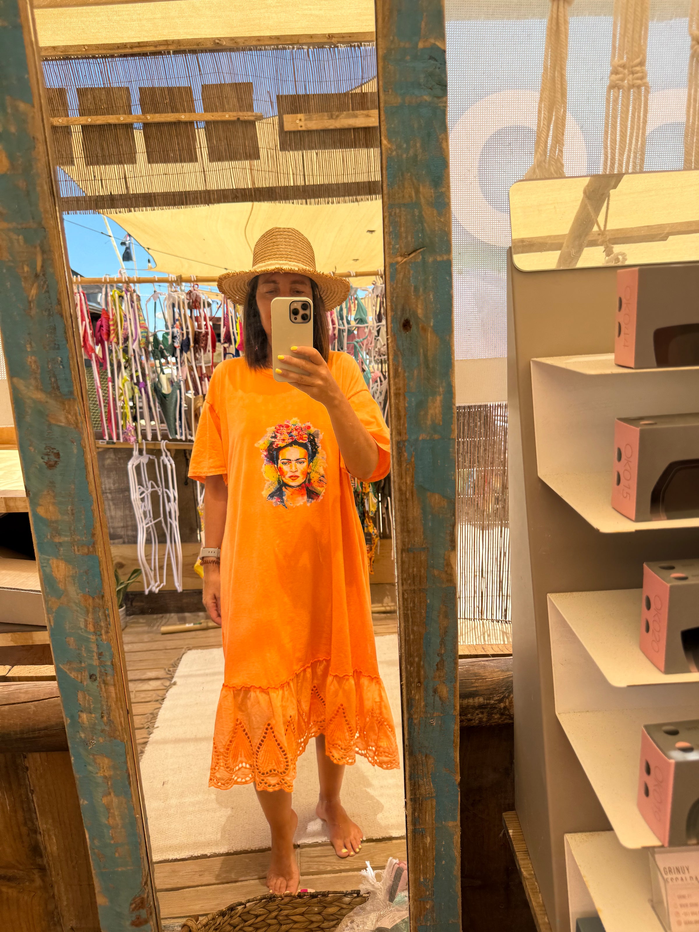 Vestido Laranja Frida Kahlo