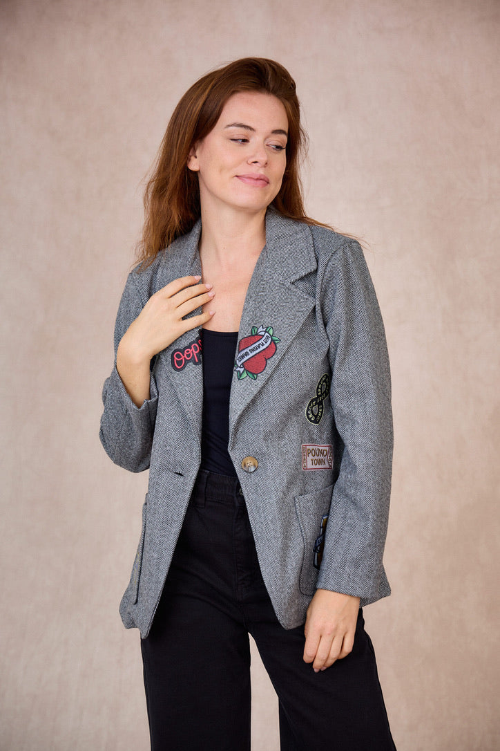 Blazer Cinzento com estampas