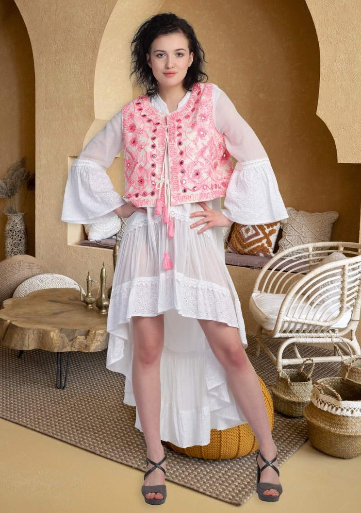 KIMONO LARGO CROCHET BEIGE | MELINA