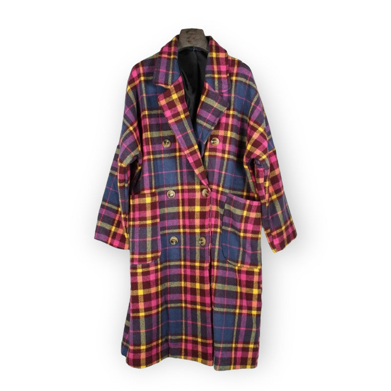 Colorful Plaid Long Coat