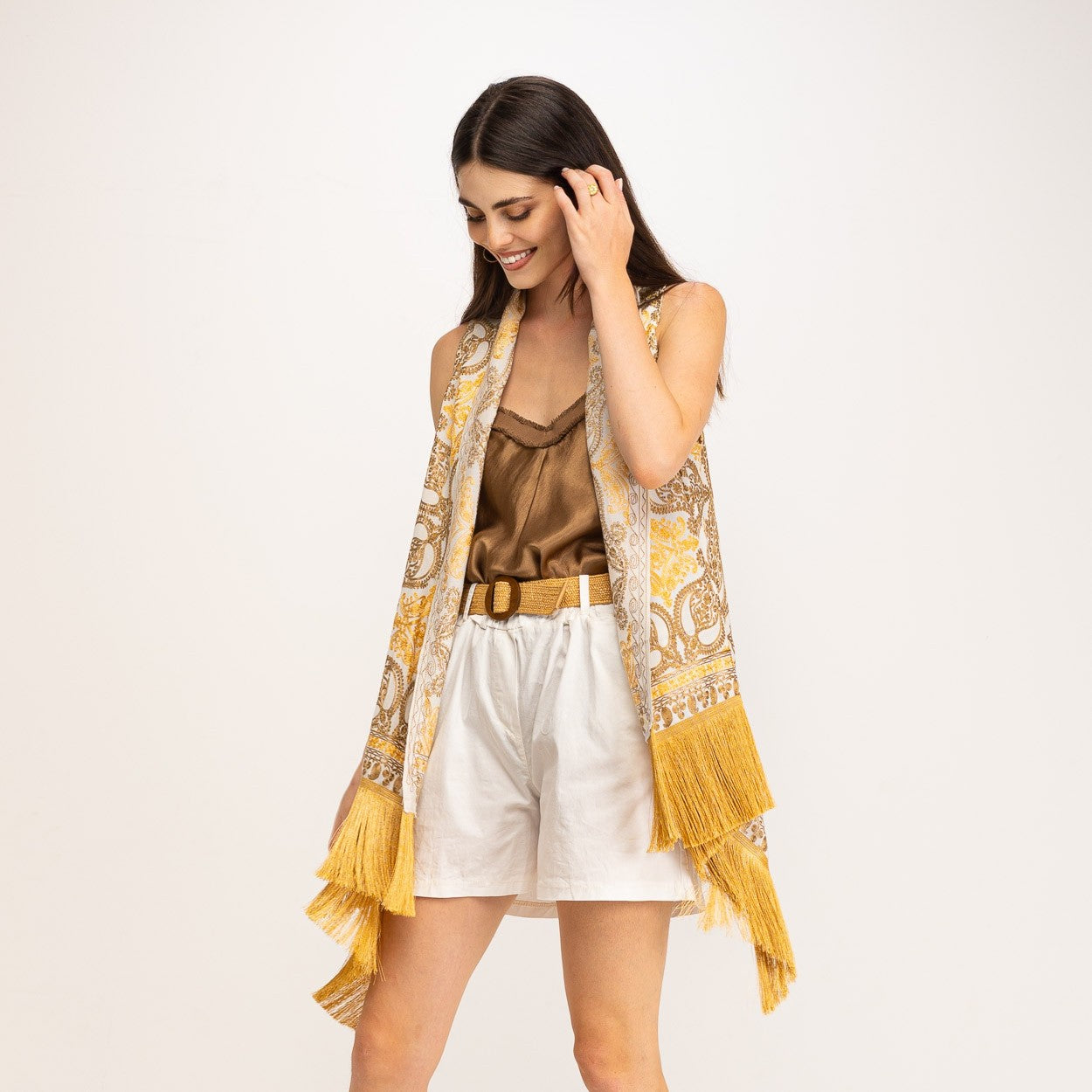 KIMONO LARGO CROCHET BEIGE | MELINA