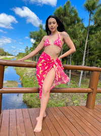 Canga Praia Brasil | Pareo Rosa Bananas Amarelas 145x100cm