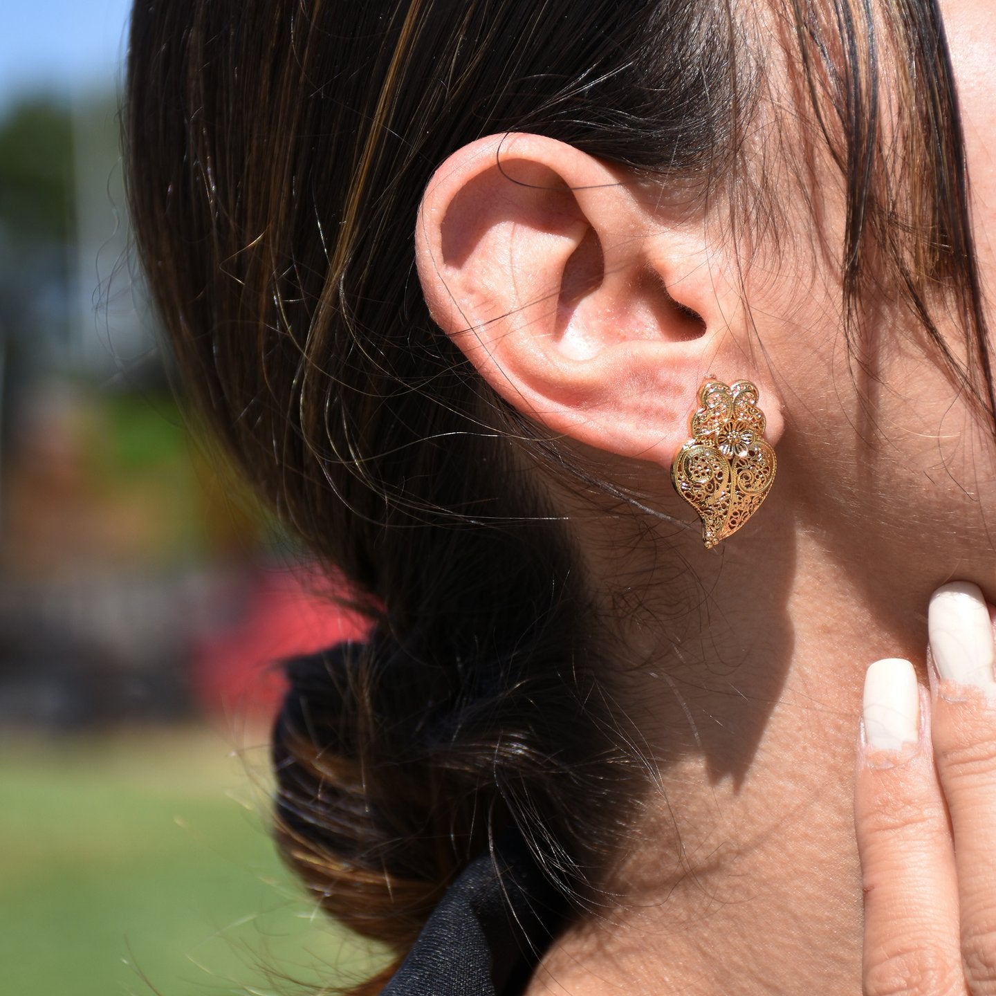 Classic Steel Earrings "Coração de Viana"