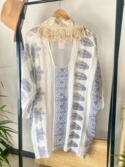 KIMONO LARGO CROCHET BEIGE | MELINA