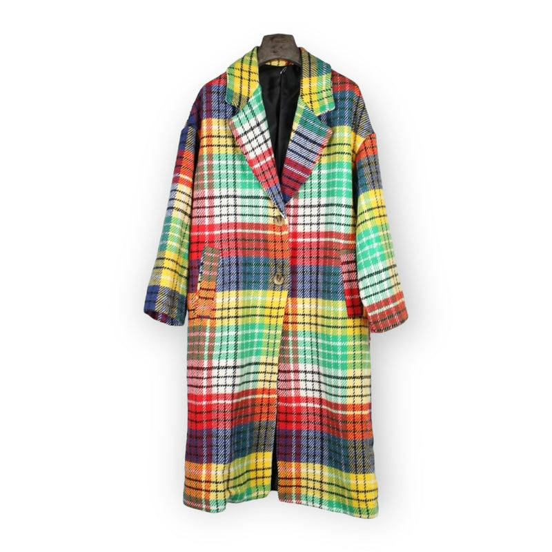 Long Colorful Coat with Black Stripe