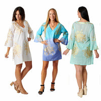 Vestido Curto Corais Dourados | Branco