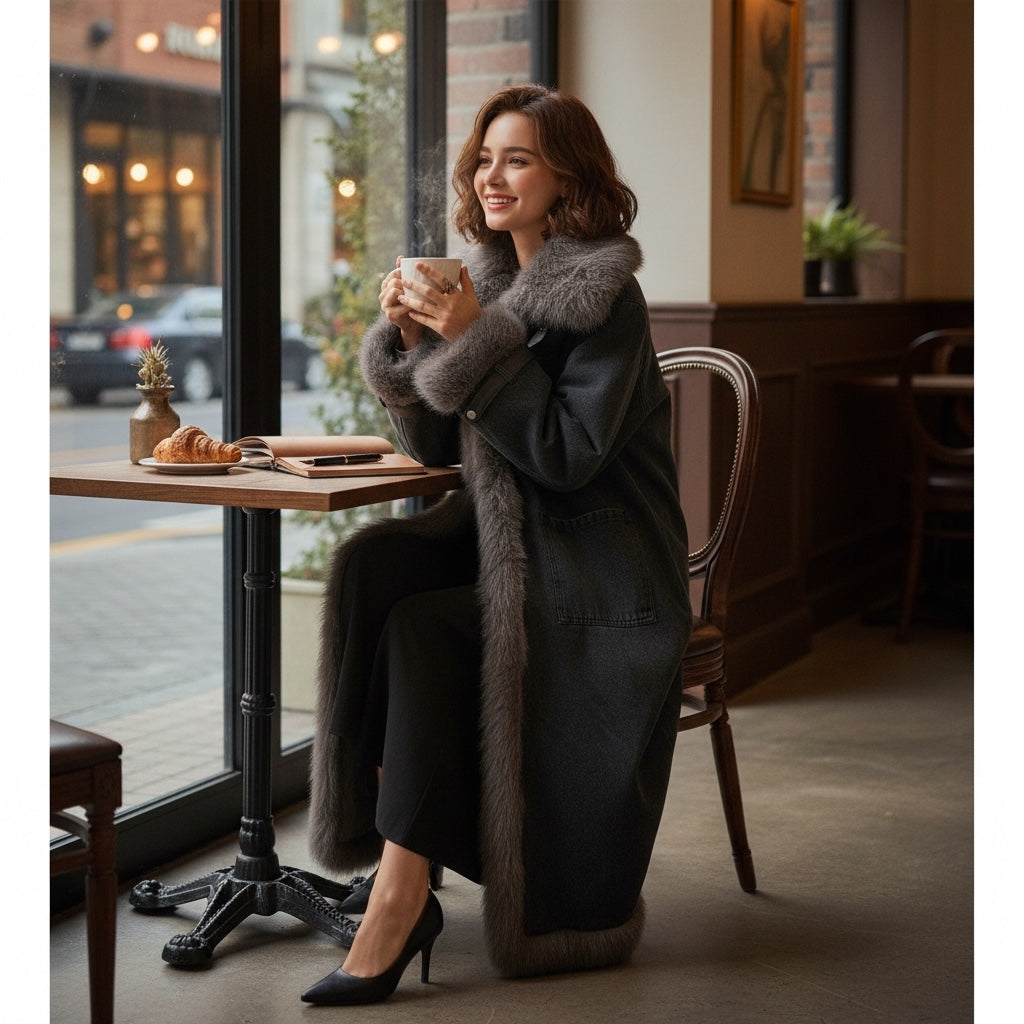 Casaco Comprido de Pêlo  | Jeans