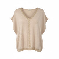 Blusa Malha Fina Lurex - Beige