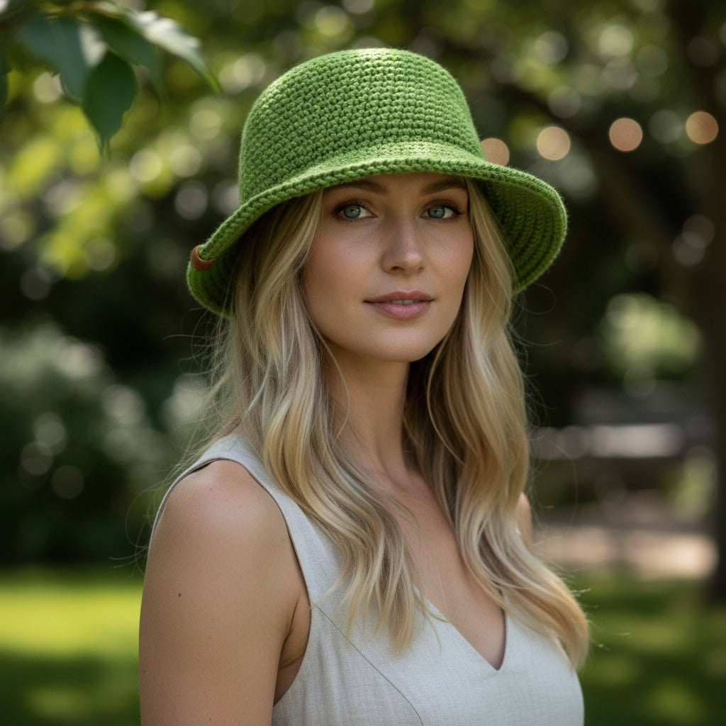 Chapéu de Croché Verde Artesanal | Feito à Mão
