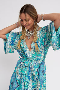 Kimono Seda Bordado | Laranja