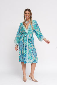 Kimono Seda Bordado | Laranja