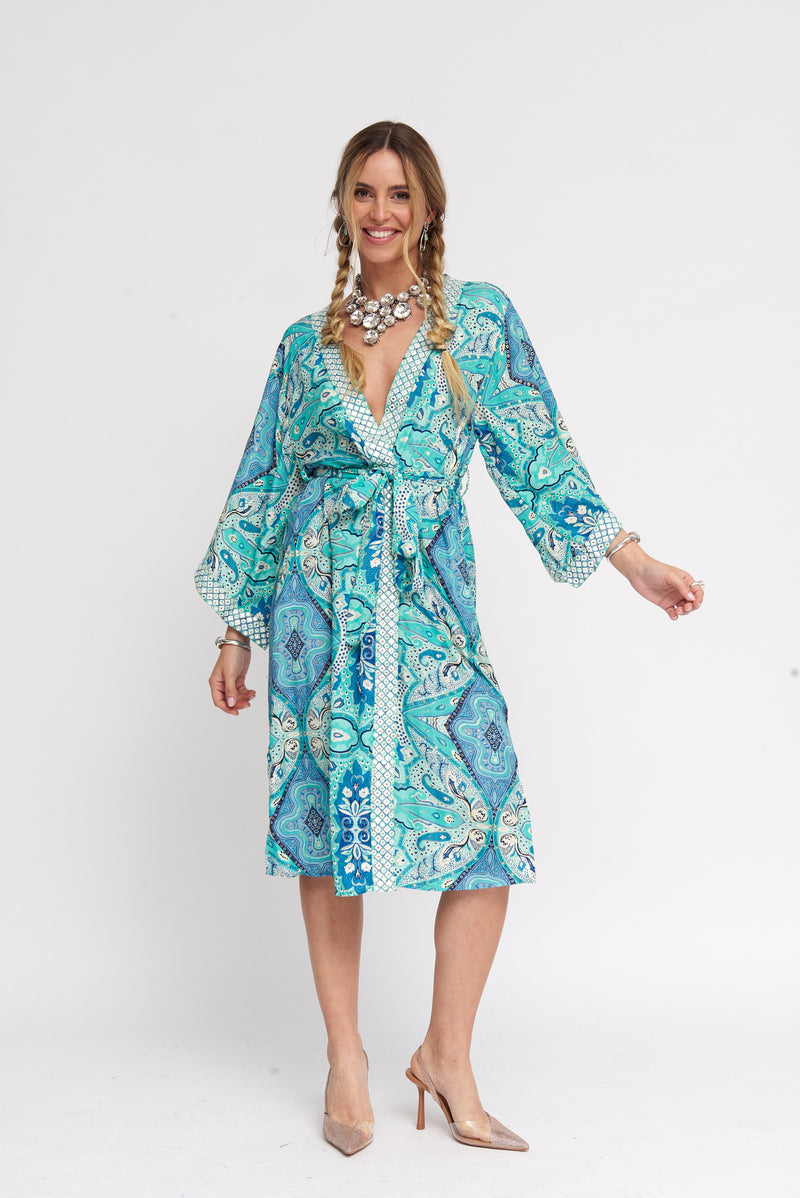 Kimono Seda Bordado | Laranja
