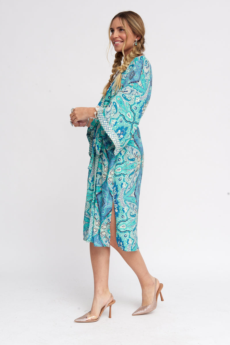 Kimono Seda Bordado | Laranja