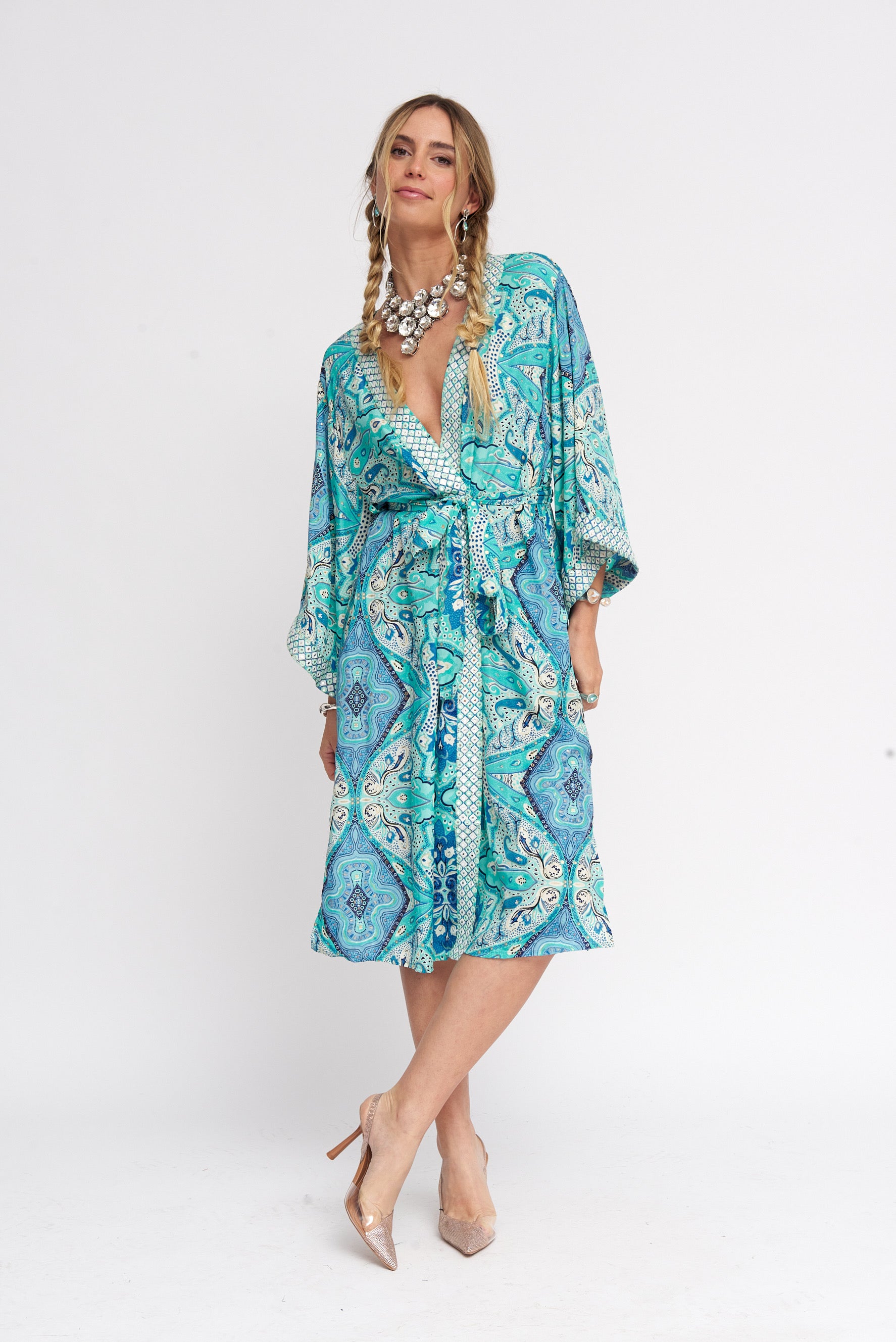 Kimono Seda Bordado | Laranja