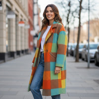 Casaco Lã Comprido colorido (Laranja) - Oversize