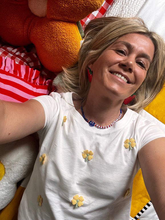T-Shirt Flores Crochet