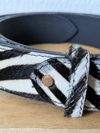 Cinto de Couro Pêlo Zebra 3,5cm