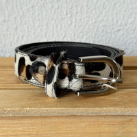 Cinto de Couro Pêlo Leopardo Branco 2,5cm