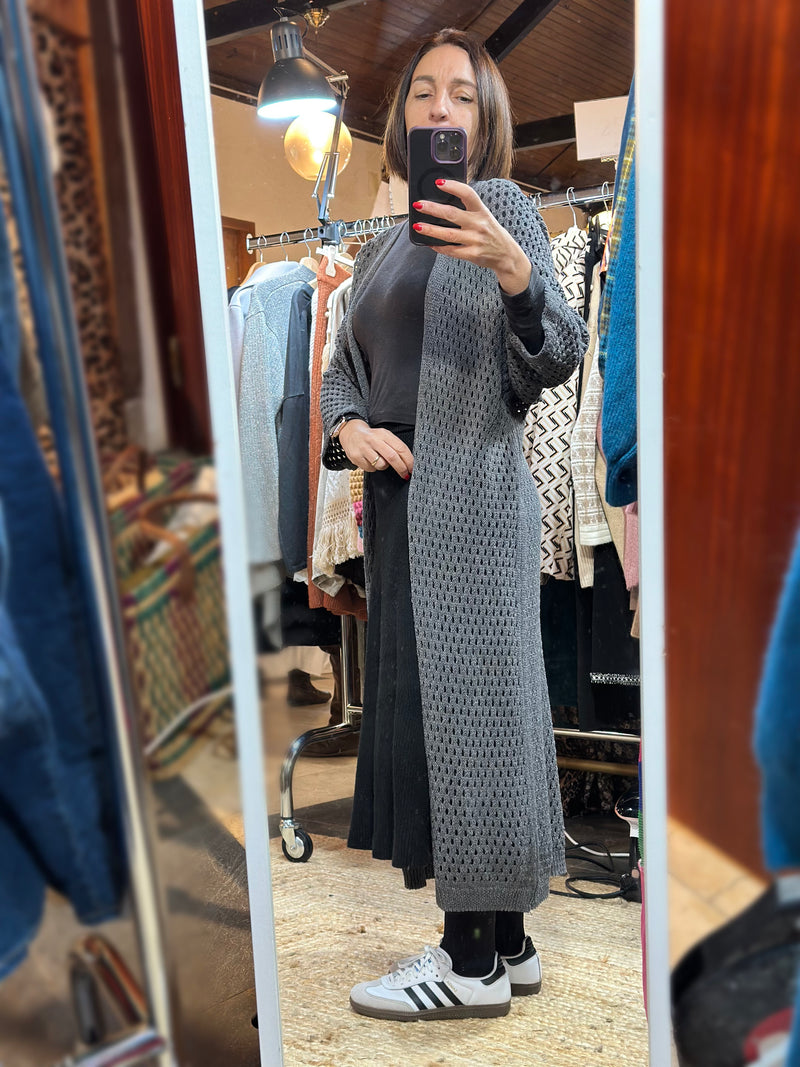 Kimono largo de crochet (gris) | melina 