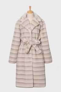 Casaco comprido de Pêlo Bege | Ingrid