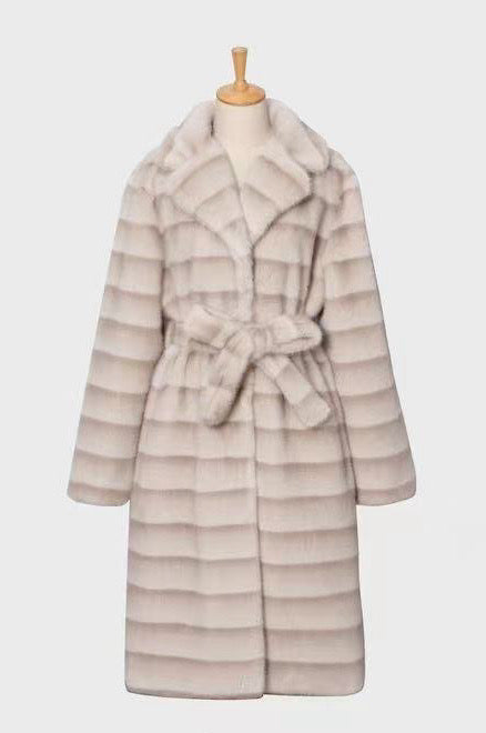 Casaco comprido de Pêlo Bege | Ingrid