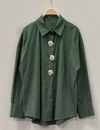 Camisa Algodão com Botões Dourados