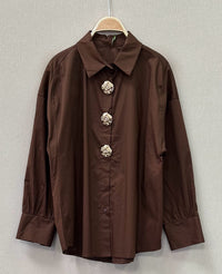 Camisa Algodão com Botões Dourados