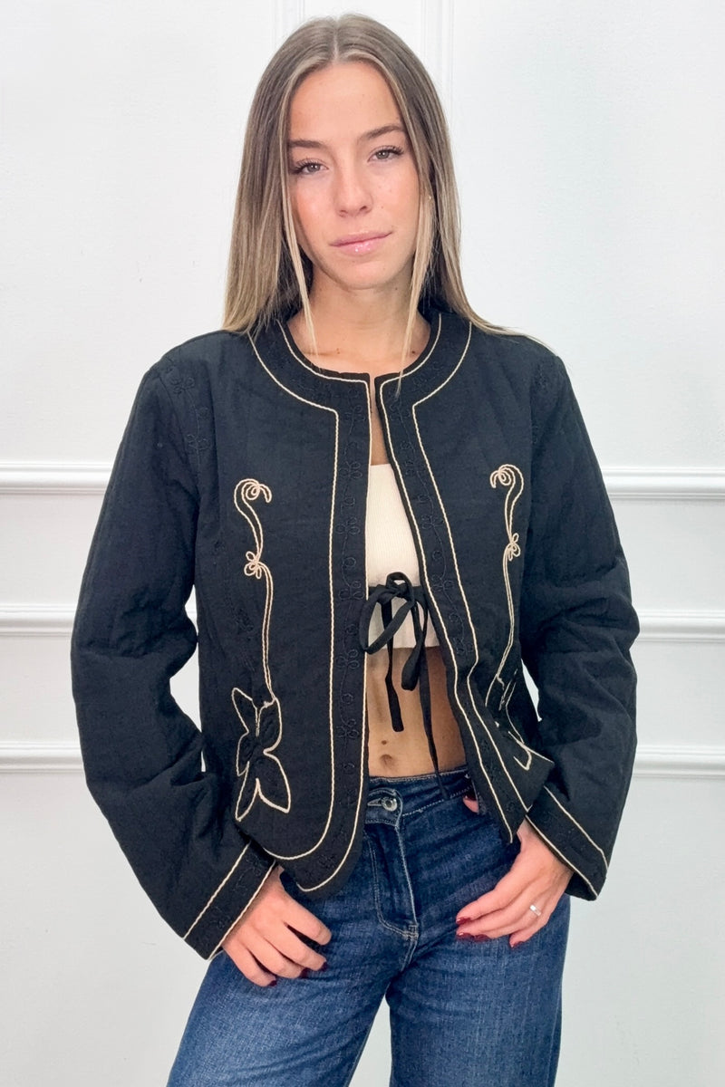 Casaco acolchoado e bordado | Lisa