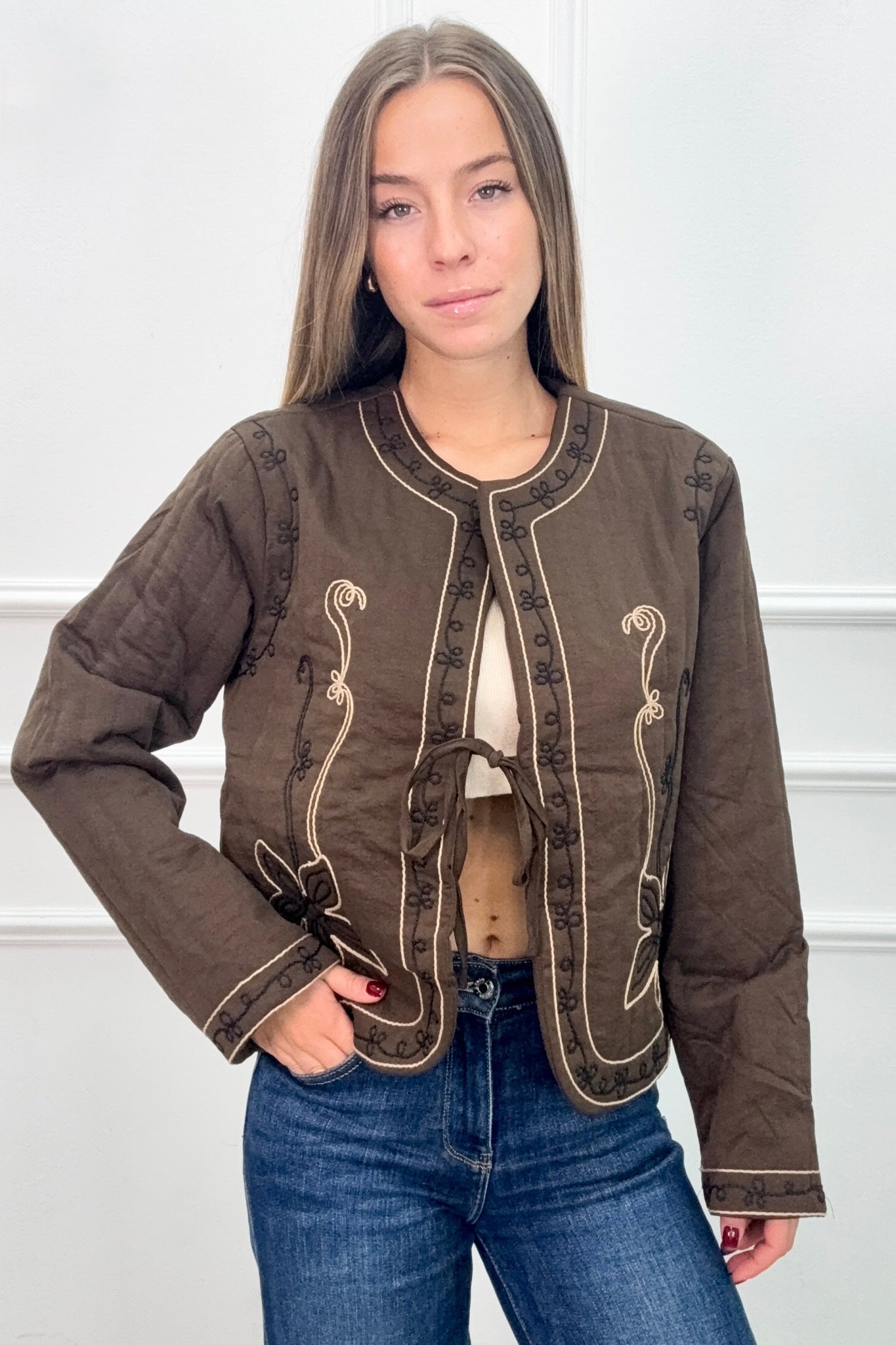 Casaco acolchoado e bordado | Lisa