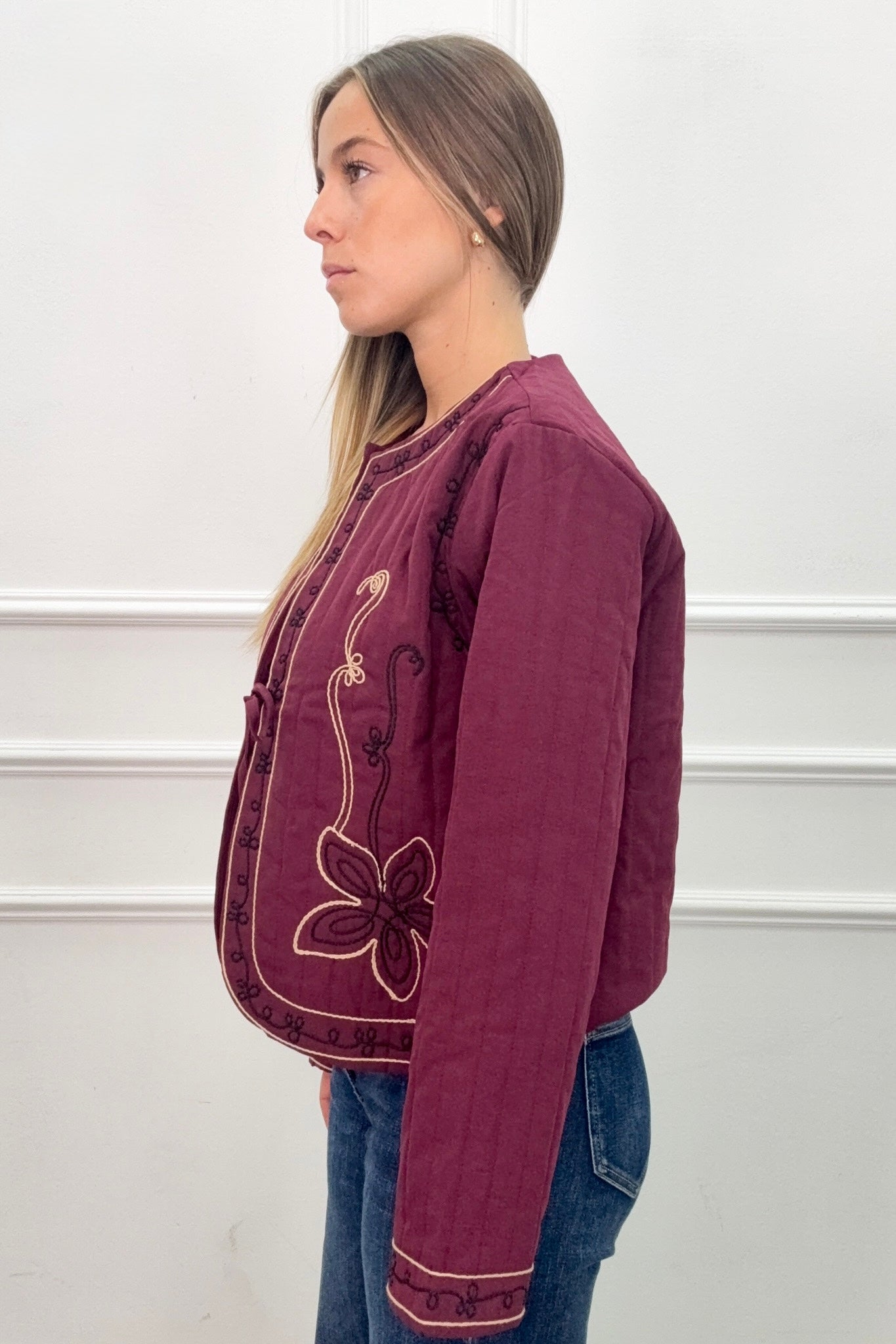 Casaco acolchoado e bordado | Lisa