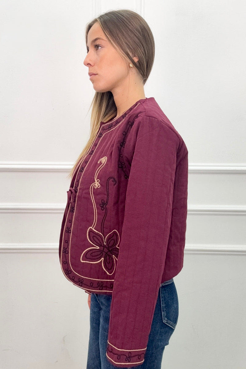 Casaco acolchoado e bordado | Lisa