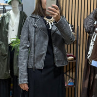 Casaco Cruzado  PU | Preto lavado