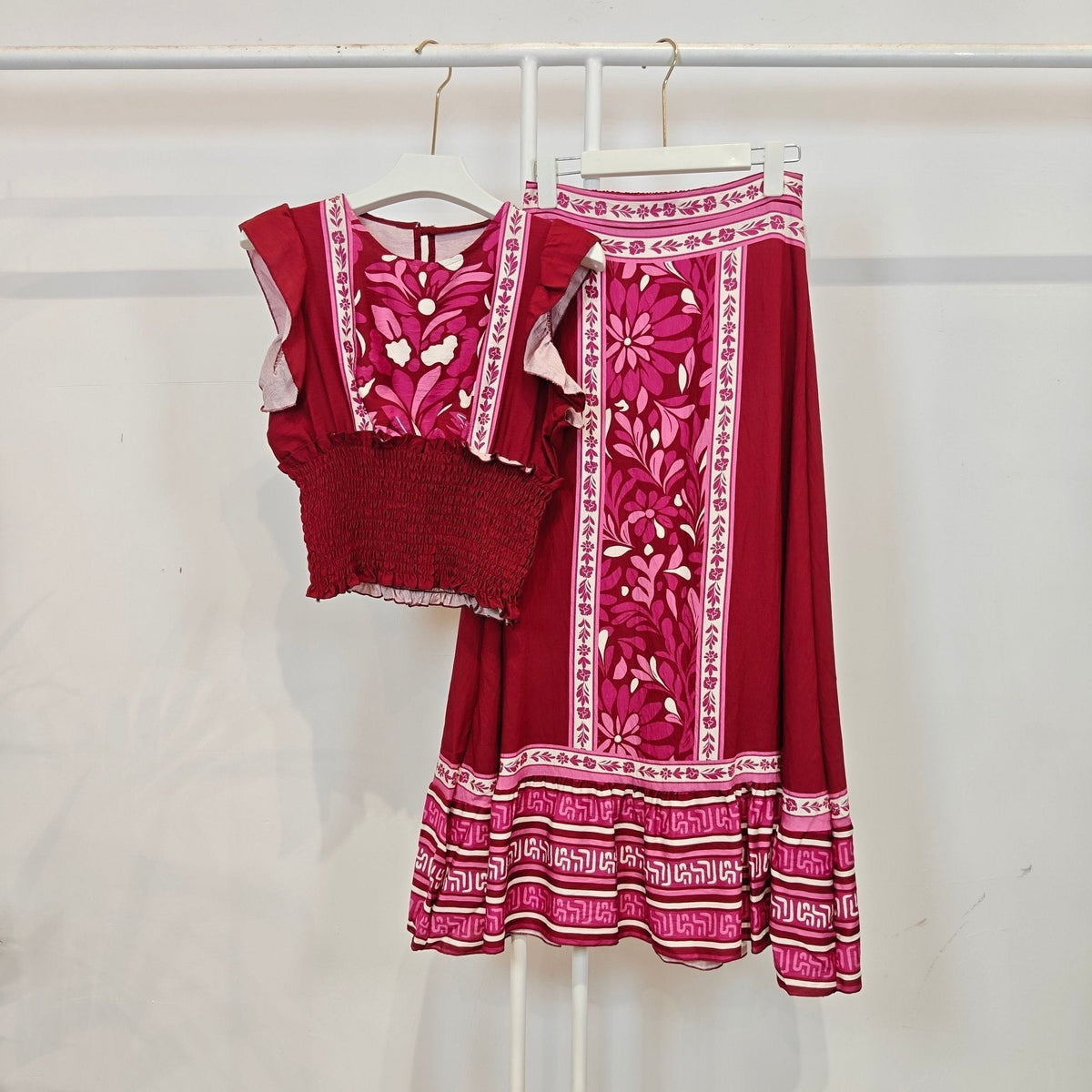Conjunto: Top & Saia Midi | Boho Chic - GRINE
